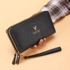 Nueva cartera larga para mujer, bolso de mano con doble capa y cremallera, monedero de gran capacidad, bolso multiusos para teléfono móvil, tarjetero.