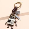 Llavero de Cuero Vacuno de Robot Tejido Retro Casual y Personalizado Móvil de Mano y Pie Colgante Creativo para Bolso de Niña