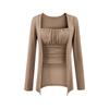 Prenda exterior fina de manga larga estilo coreano para mujer, conjunto de dos piezas con tirantes para otoño, cárdigan protector solar, top exterior tipo chal corto