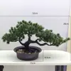Enfeite de pinheiro acolhedor simulado inspirado em Zen, um novo bonsai criativo estilo chinês para entradas, escritórios, salas de estar e decoração de hotéis.