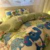 Juego de Cama de Cuatro Piezas de Dibujos Animados de Estilo Femenino, Funda de Edredón Dulce, Ropa de Cama para Dormitorio de Estudiante, Juego Individual de Tres Piezas