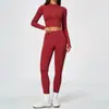 Nuevo conjunto deportivo ajustado de Amazon, secado rápido y transpirable, ropa de fitness, cuello alto, conjunto de yoga corto 5112