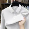 Camisa polo masculina sem costura, novo modelo de outono, camiseta casual de luxo leve de alta qualidade com manga longa, camisa básica de negócios com gola de lapela
