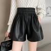 Shorts de couro para mulheres plus size 2023 novo outono e inverno soltos tamanho grande emagrecedor casaco moda estilo coreano calças de couro de linha A
