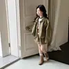 Conjunto de Niña 2026 Otoño Nuevo Chaqueta Infantil con Falda Corta de Dos Piezas Falsas, Conjunto Deportivo de Abrigo de Moda para Niños Mayores