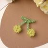 Moño pequeño fresco de cristal doble cereza DIY tejido a mano con cuentas pasador accesorios para el cabello material para aretes al por mayor