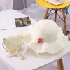 Bolsa Fresca Pequena Proteção Solar Chapéu de Sol Chapéu de Praia de Verão para Crianças Chapéu de Palha Ondulado Chapéu de Sol Dia das Crianças Presente de Aniversário
