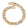 Collar de Hip-Hop Transfronterizo Europeo y Americano Cobre Circonita Cadena Dorada Grande Tres Filas de Diamantes Rombos de 20 mm Cadena Cubana Collar para Hombre Venta al por Mayor