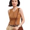 Camisola de Suéter de Cachemira para Mujer, 100% Cachemira Pura, Cuello en U, Abotonada, Tejido de Canalé, Suéter de Cachemira de Hilo Fino