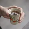 Taza de té vintage gris ceniza, Taza de maestro, Cuenco de té individual, Juego de té Kung Fu cerámico para uso individual con logo