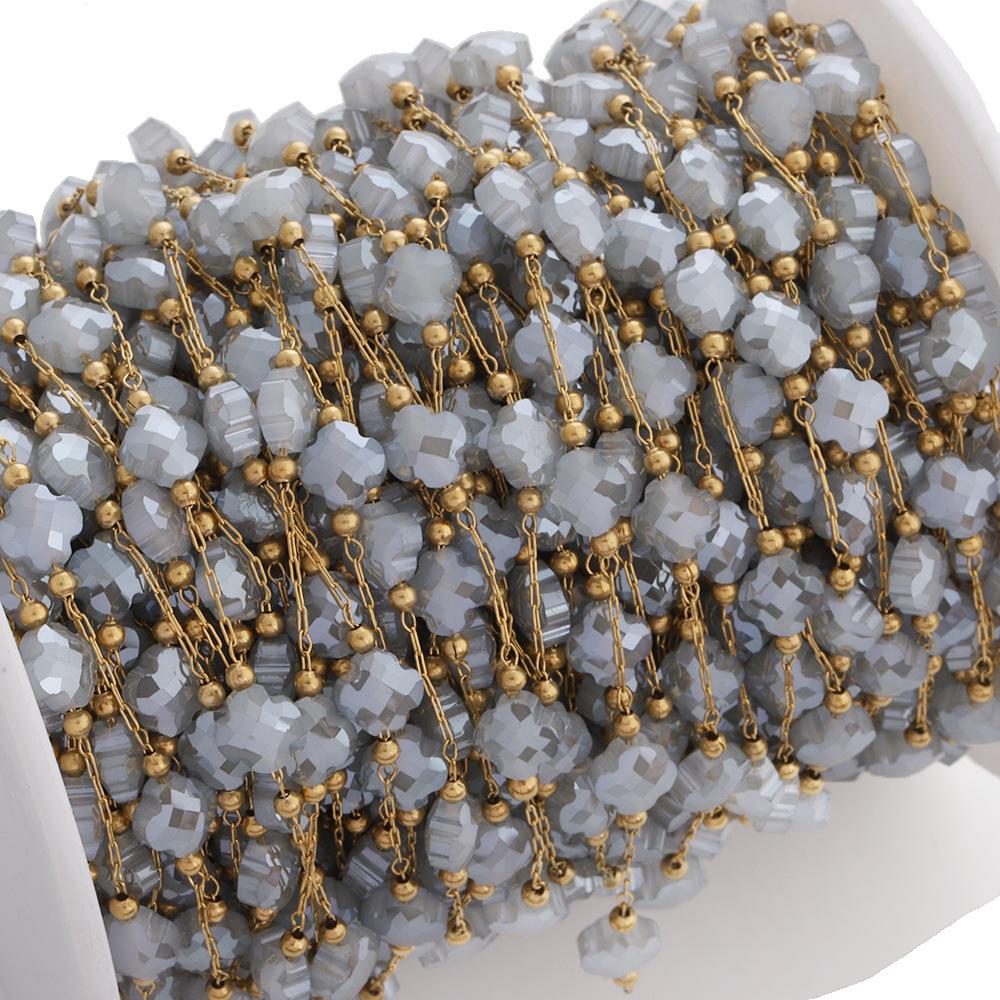 不锈钢水晶四叶草链条8