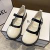Mary Jane pequenos sapatos de couro 2024 primavera nova moda estilo britânico retro arco casual fivela sapatos de cinta
