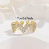 Anillo Abierto de Corazón Europeo y Americano Transfronterizo para Mujer, Anillo de Dedo Índice de Lujo Ligero Microincrustado de Moda, Estilo Celebridad de Internet, Estilo Minimalista