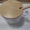Taza de desayuno con relieve vintage, taza con asa de cuentas de girasol de Amazon, tapa de madera, cuchara, taza de avena cubierta con cuchara
