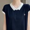 Camiseta de Punto de Seda Helada de Manga Corta para Mujer 2025 Nueva Moda Pequeña Lel Reductora de Edad Talla Grande Top de Verano para Mujer