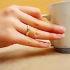 Anillo de latón dorado con chapado en oro de moneda europea que no se desvanece, joyería de oro arena de Vietnam, anillo brillante abierto para pareja/anillo para hombre y mujer