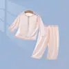 Conjunto Dividido de Bebé Verano Delgado Manga Larga Ecosilk Ropa de Casa para Niños y Niñas, Ropa para Bebés, Ropa para Aire Acondicionado