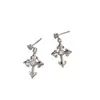 Estilo de Nicho, Gama Alta, Pendientes de Estilo Genial, Pequeños, Sencillos, Modernos y Versátiles, Pendientes de Cruz Retro Incrustados con Diamantes