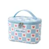 Bolsa de Maquillaje Portátil Personalizada Estilo Coreano Ins con Forma de Corazón para Viajes, Neceser Cilíndrico a Cuadros Bloque de Color Multifuncional