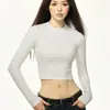 Camiseta base de manga corta estilo celebridad transfronteriza para mujer, nueva colección primavera/otoño 2026, corte ajustado, cuello redondo, top interior de manga larga