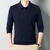 Suéter para hombre de otoño de alta gama con solapa de lana de oveja de manga larga, color sólido, para hombre de mediana edad, para el día a día, sencillo, básico