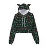 Otoño 2023 Nuevo Navidad Impresión Digital 3D Ombliguera Sudadera con Orejas de Gato Jersey con Capucha