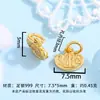 Pingente Charm Prata Pura 999 Banhado a Ouro DIY Colar Pulseira Acessórios de Prata Joias Estilo Chinês Atacado