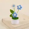 Ramo tejido a mano producto terminado, maceta tipo puff, decoración del hogar, flores artificiales tejidas, ganchillo de hilo, regalo para el Día del Maestro