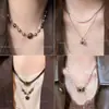 Collar de Cadena de Clavícula Versátil Maillard Ojo de Tigre Bola de Plata a Juego con Moda Vintage de Otoño e Invierno para Mujer