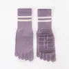 Calcetines deportivos de cinco dedos para mujer, calcetines de media pantorrilla para yoga, a rayas, antideslizantes, reductores de ruido, para fitness, cuerda de saltar, correr, calcetines largos, calcetines de Pilates