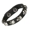 Pulsera de cuero popular japonesa y coreana, venta al por mayor, pulsera de piel de vaca de una sola fila, pulsera punk con calavera