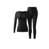 Conjunto de Ropa Interior Térmica de Alta Elasticidad para Mujer para Otoño e Invierno, Camiseta de Manga Larga y Pantalón Largo, Traje Térmico Engrosado