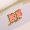 Acero de Titanio Chapado en Oro Transfronterizo Más Vendido Acero Inoxidable Pulsera, Collar, Anillo y Pendientes de Trébol de Cuatro Hojas Conjunto Fábrica al por Mayor