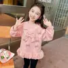 Moletom com Laço de Renda Estilo Coreano para Meninas Estilo Primavera e Outono 2026 Nova Moda Infantil Top Estiloso Tendência
