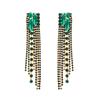 Pendientes de lujo ligeros con diseño geométrico de hadas y diamantes de colores para mujer, aretes largos con borlas de diamantes de imitación de colores, estilo banquete, estilo europeo y americano.