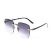 Estilo Tweed Nuevas Gafas de Sol Cuadradas Sin Montura Coloridas Degradado Versátiles Elegantes Modernas Ojos Gafas de Sol Retro para Dama