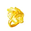 Imitação de ouro simples retro flor abertura anel feminino latão banhado a ouro areia ouro flor anel de abertura cross-border venda quente