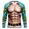 Camiseta informal de manga larga para hombre con estampado 3D de músculos navideños, novedad transfronteriza, venta directa del fabricante, suministro para comercio exterior