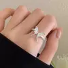Anillo de Plata de Ley 925 Simple Dulce Fresco Flor Otoño Invierno Nuevo Anillo para Mujer ins Sensación de Alta Gama Anillo de Junta Abierta Ajustable