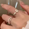 Anel Textura Pedra da Lua Feminino Ins Design de Nicho Abertura Ajustável Pulseira Anel de Cauda 2025 Novidades Explosivas