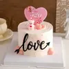 Decoração de Bolo Dia dos Namorados 2025 Urso Vela 520 Cartão Coração Amor Acrílico Decoração de Confeitaria Plug-in