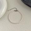 Pulseira Redonda de Cristal com Pérola de Alto Brilho Estilo Francês para Mulheres, Pulseira de Empilhamento Exquisita de Camada Dupla de Luxo Leve de Nicho para Meninas