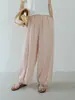 Pantalones de Linterna de Nueve Puntos con Diseño de Encaje Ou FanHem Verano Cintura Alta Adelgazantes Aire Pantalones de Pierna Ancha Mujer 11267