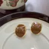 Brincos Redondos Gota de Óleo Vermelho Vinho Branco Retro Francês para Mulheres, Joias de Luxo Acessível de Nicho de Alta Qualidade, Brincos Únicos e Bonitos