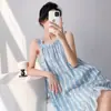 Camisón de Algodón Nube para Mujer Estampado de Cuadros de Corazones Encaje con Lazo Dulce Lindo Simple Casual Ropa de Casa