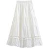 Falda Blanca 2026 Nuevo Estilo Primavera y Otoño Cintura Alta Línea A Adelgazante Encaje Abullonado Borde de Encaje Falda de Volantes para Figuras Menudas