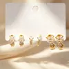 Novedades de Verano: Delicados Pendientes de Circonita Microincrustada, Juego de Tres Pares, Frescos y Dulces, Pendientes Versátiles y Elegantes con Circonita Microincrustada