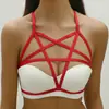 Roupas Tipo Bambu Europeia e Americana Transfronteiriça Mais Vendida Renda com Padrão de Estrela Vermelha Cadarço Harness Erótico Feminino O0277