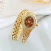 Bestseller internacional JUSMI pulseira relógio feminina de luxo, liga metálica com diamantes entrelaçados relógio de pulso aberto a quartzo