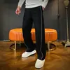 Produto novo de outono da moda de alta qualidade: calça casual reta solta versátil elegante com cordão para homens